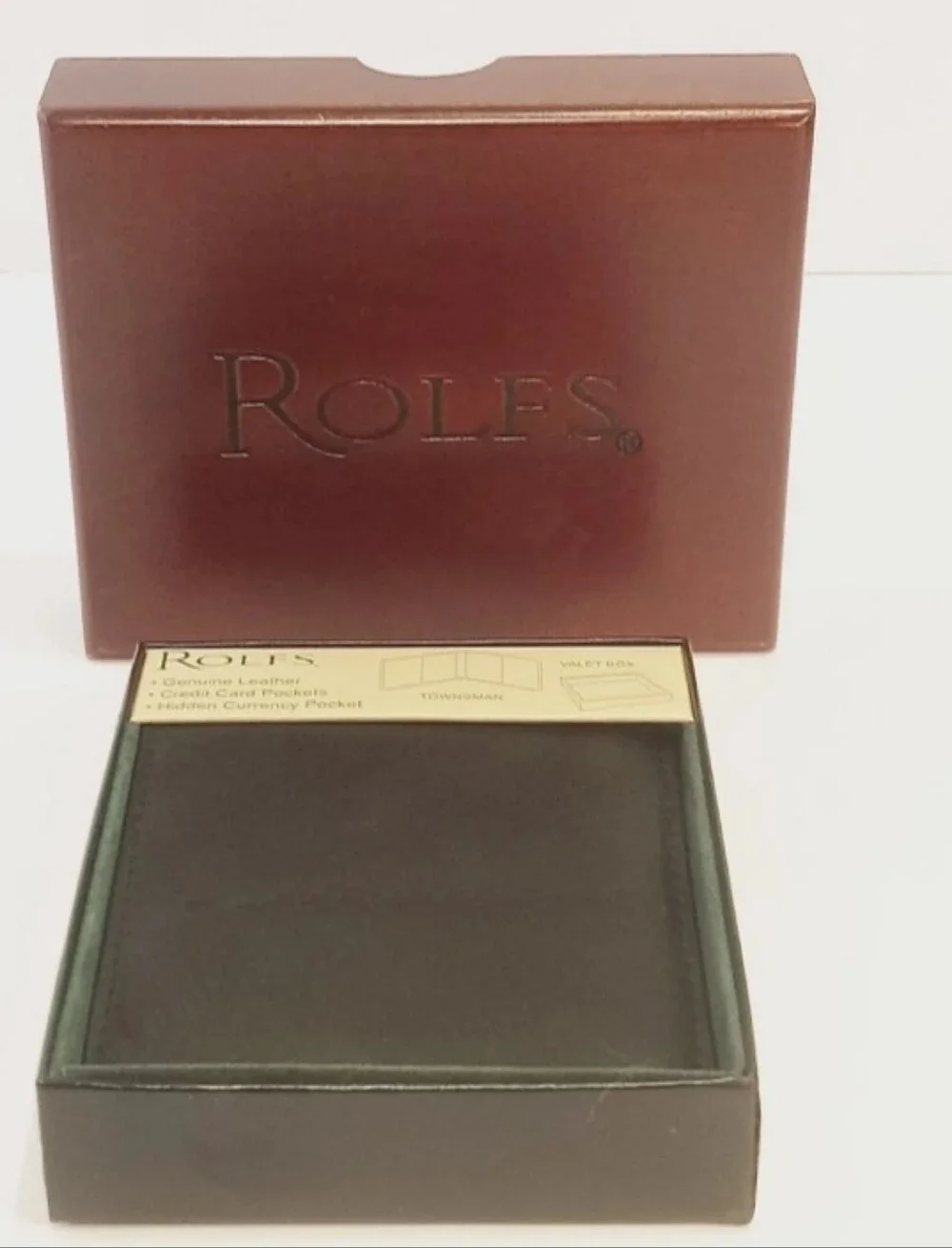 Rolf’s Genuine Leather Wallet, Multiple Credit Card Slots, Valet Box, Black NEW
